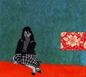 Klebemich XXIII. Collage and ink on wood, 19 x 17 cm, 2010