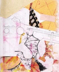 Klebemich XXXIII. Collage and ink on wood, 21 x 24 cm, 2010