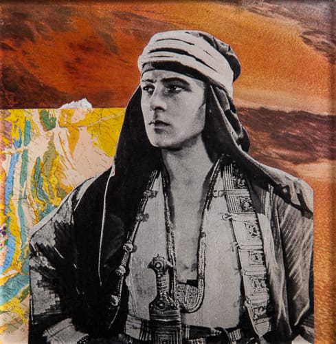 Lawrence of Arabia.  Collage on acrylic, wood, 12 x 12 cm,  2019