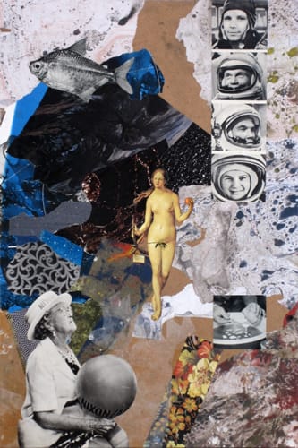 Gagarin. Collage and acryl on wood, 40 x 60 cm, 2011