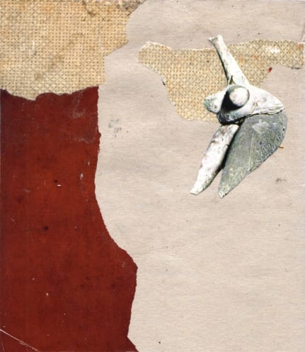 Klebemich III. Collage on wood, 17 x 19 cm, 2010