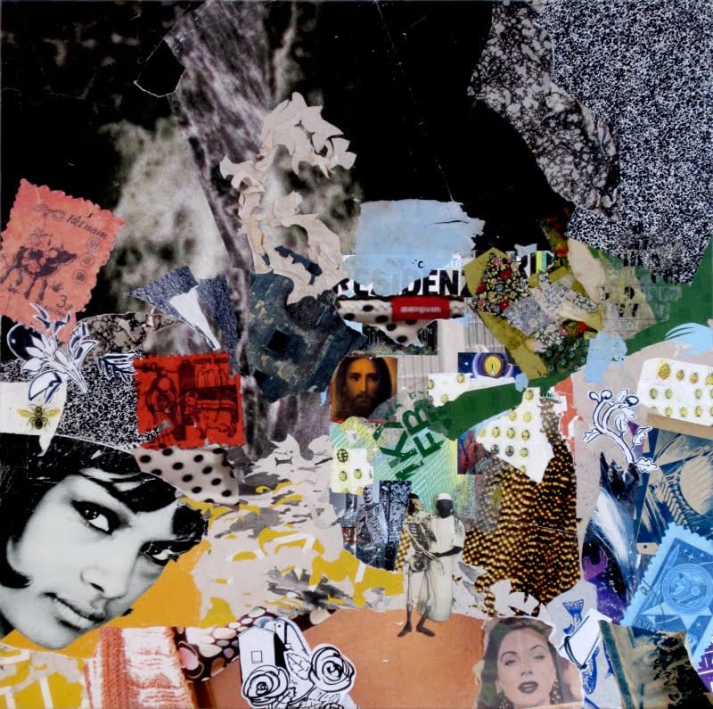 Untitled II. Collage and ink on wood, 150 x 150 cm, 2009