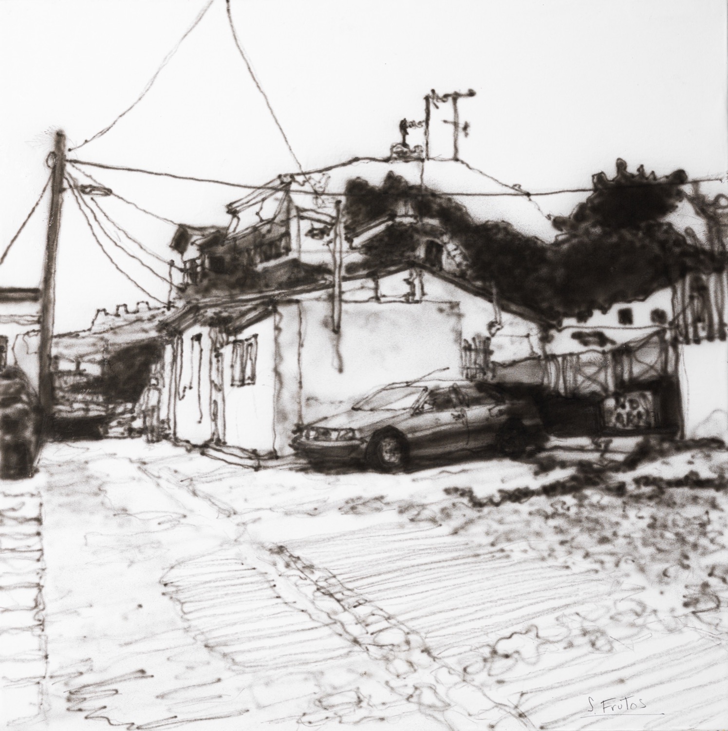 Anapoli, Thessalonika. Ink on paper on wood, 30 x 30 cm, 2019