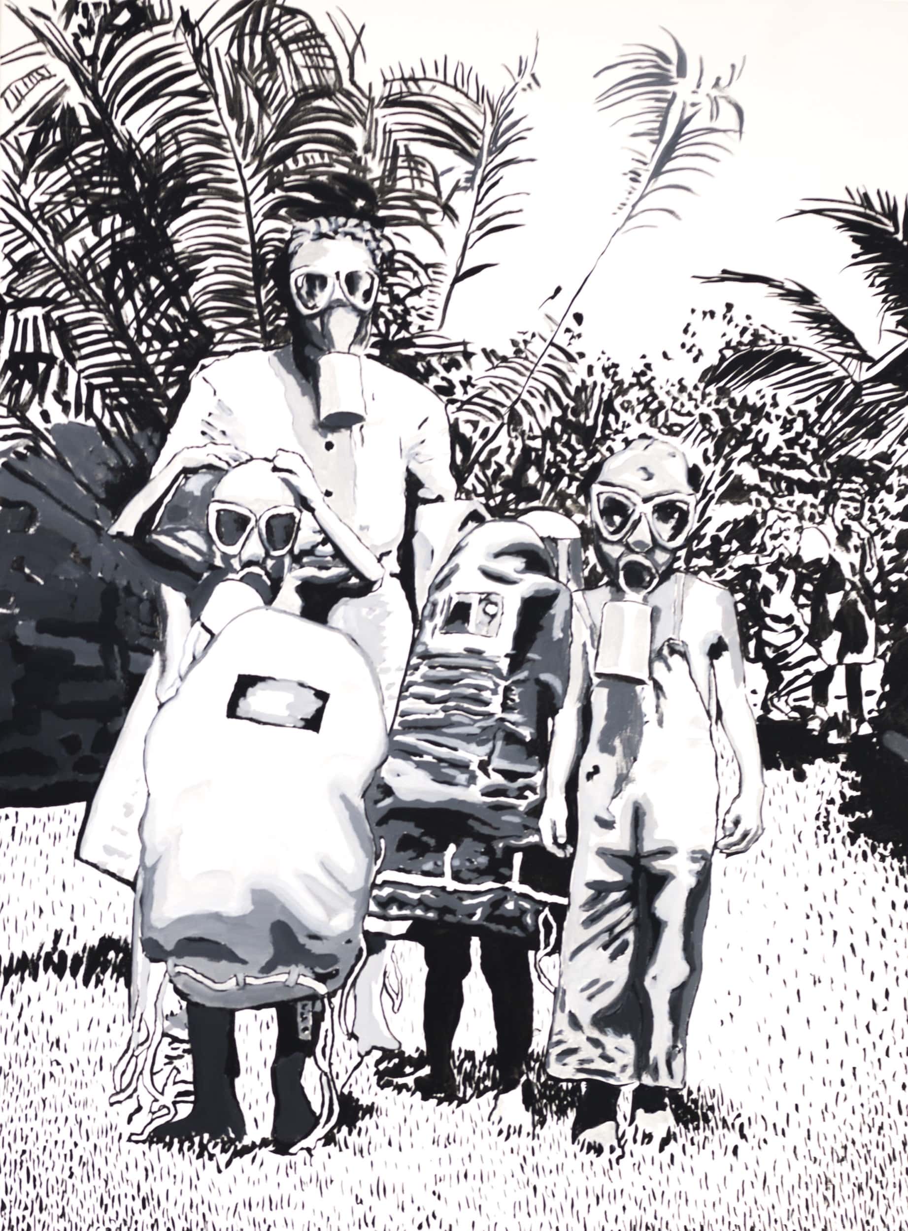 Big Tropical Family. Acrylic on canvas, 130 x 100 cm, 2023