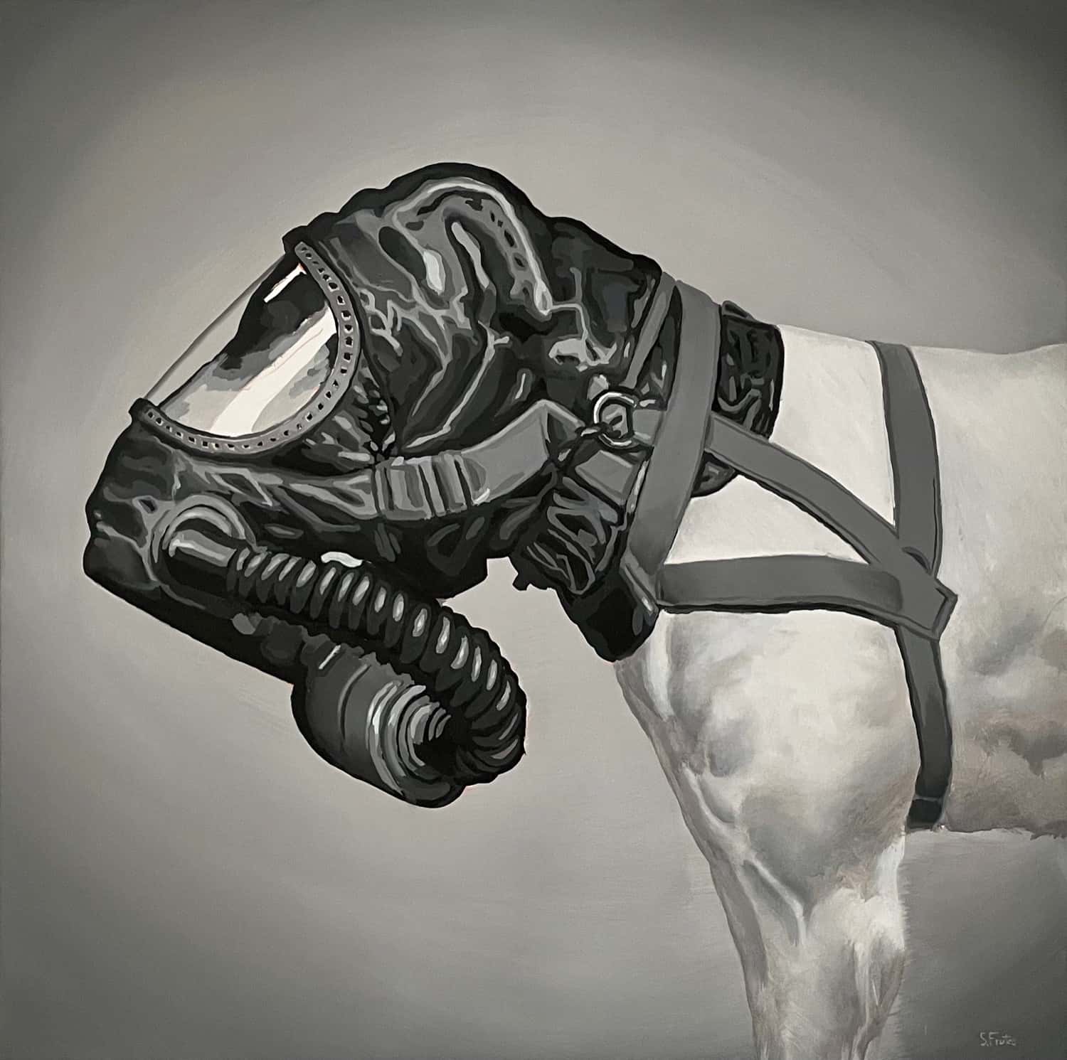 US War Dogs I. Acrylic on canvas, 130 x 130 cm, 2025