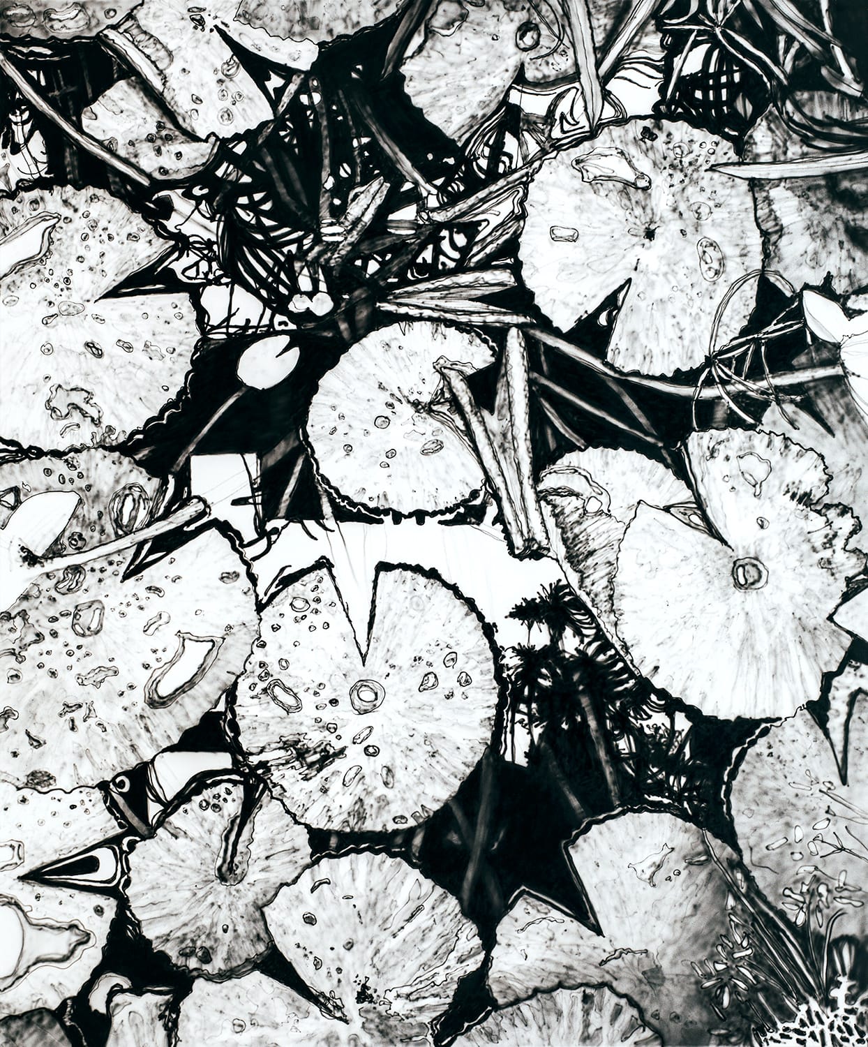 Nenufares III. Ink on canvas, 130 x 184 cm, 2021